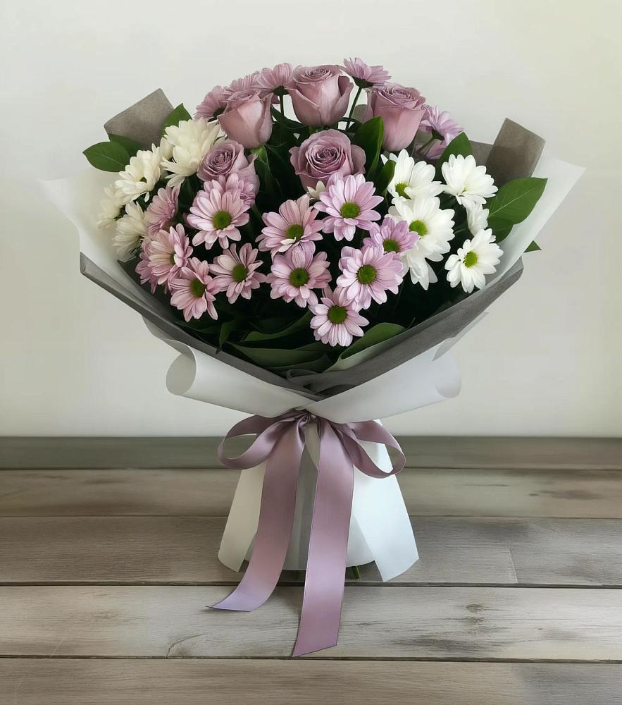 Букет цветов из: Хризантемы и Розы в Кощеево
