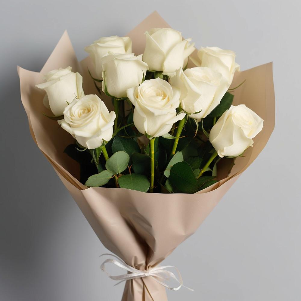 Букет 9 Белых роз Эдлесс Лав в Кощеево