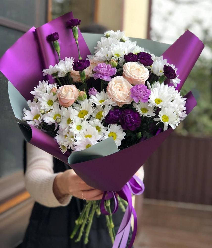 Букет цветов из: Хризантемы, Гвоздики и Розы в Кощеево
