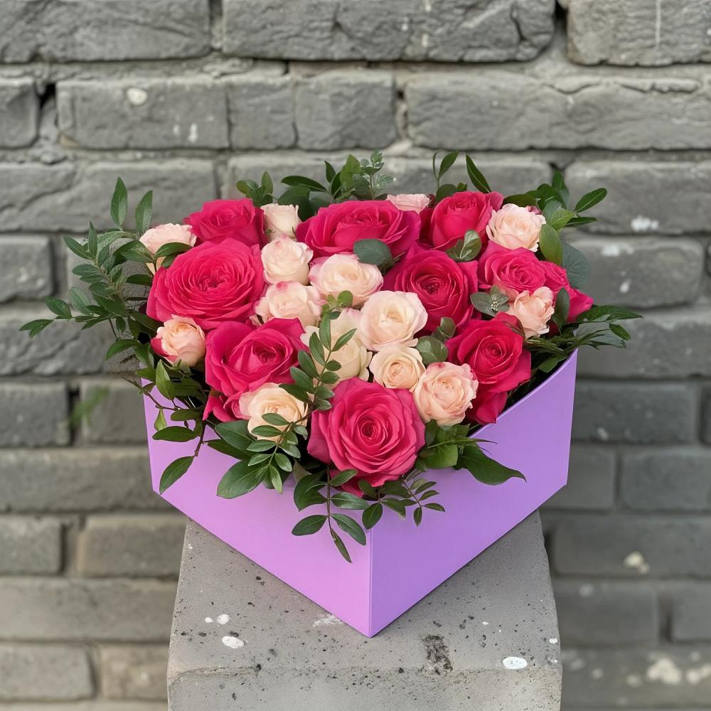 Цветочная композиция из Розы в коробке в Кощеево