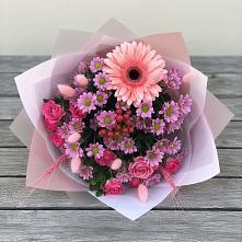 Букет цветов из:  Розы, Герберы и Хризантемы в Кощеево