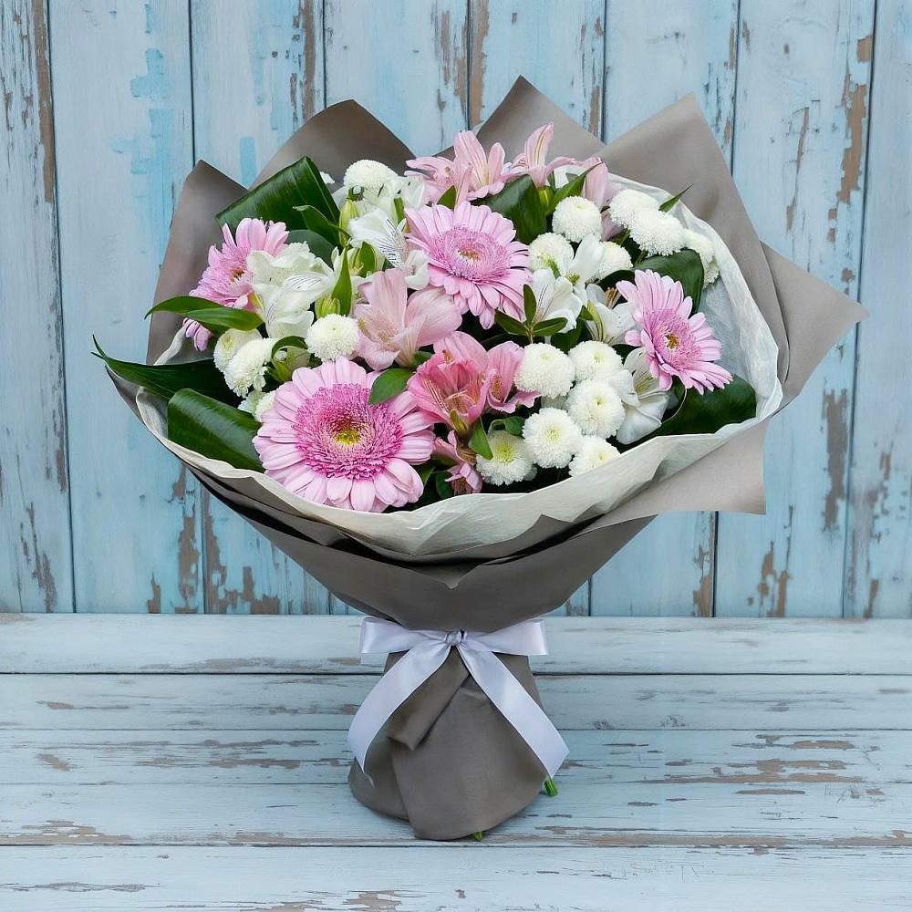 Букет цветов из: Герберы, Альстромерии и Хризантемы в Кощеево