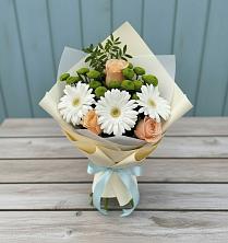 Букет цветов из:  Герберы, Розы и Хризантемы в Кощеево