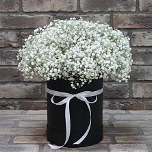Цветочная композиция из Гипсофила в шляпной коробке в Кощеево